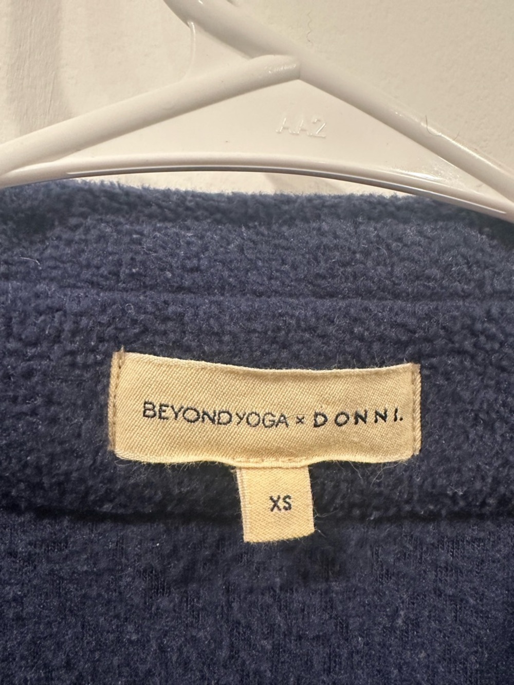 Beyond Yoga XS Donni Fleece Jacket Womens Navy Blue Button Front Collared USA - Picture 7 of 8